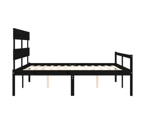 Cama personas mayores cabecero madera maciza negro 200x200 cm