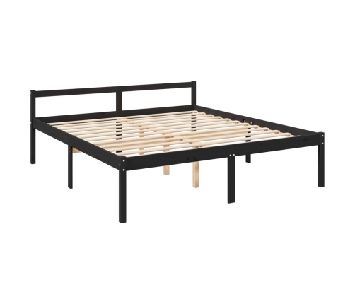 Cama personas mayores cabecero madera maciza negro 200x200 cm