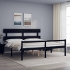 Cama personas mayores cabecero madera maciza negro 200x200 cm