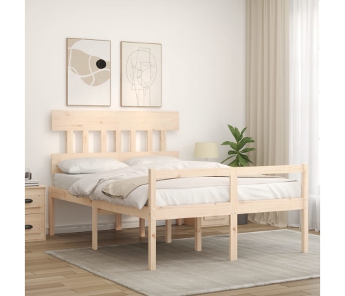 vidaXL Cama de matrimonio personas mayores con cabecero madera maciza