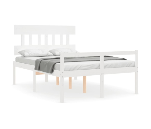 Cama para personas mayores con cabecero madera maciza blanco