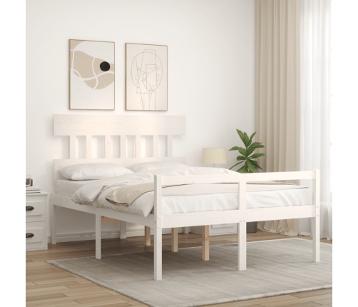 Cama para personas mayores con cabecero madera maciza blanco