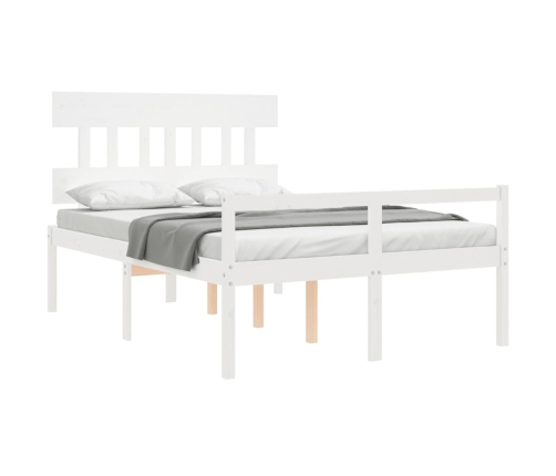 Cama para personas mayores con cabecero madera maciza blanco