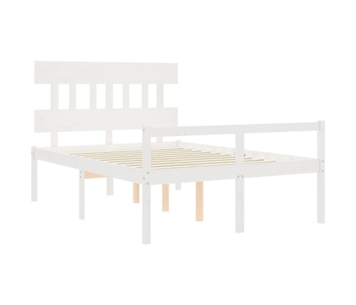 Cama para personas mayores con cabecero madera maciza blanco