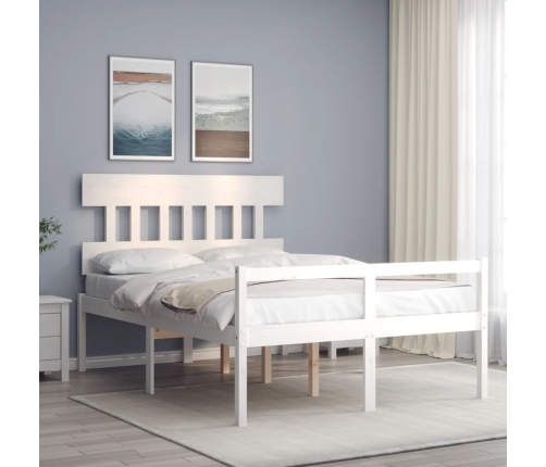 Cama para personas mayores con cabecero madera maciza blanco