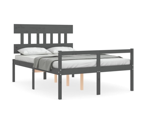 Cama para personas mayores con cabecero madera maciza gris