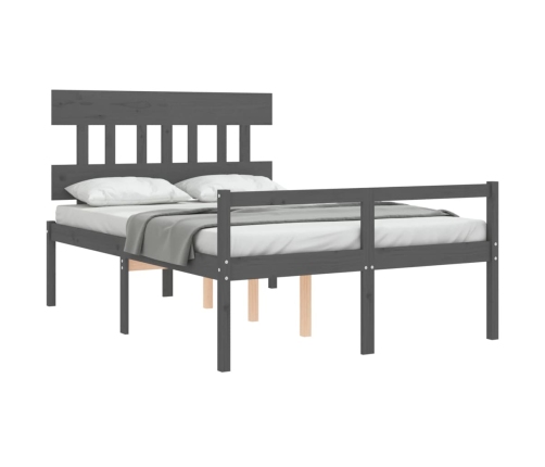 Cama para personas mayores con cabecero madera maciza gris