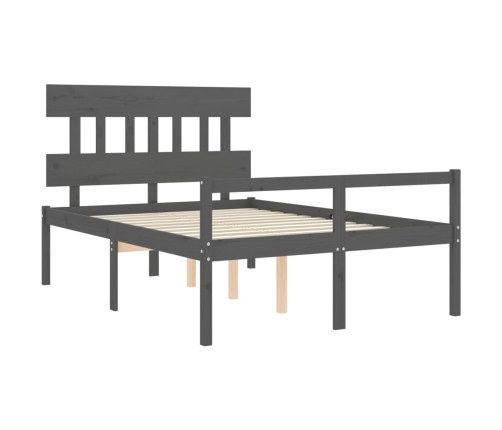 Cama para personas mayores con cabecero madera maciza gris