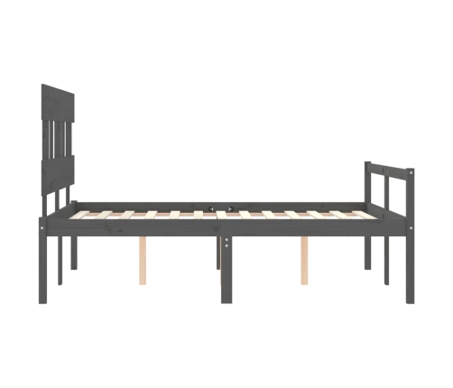 Cama para personas mayores con cabecero madera maciza gris