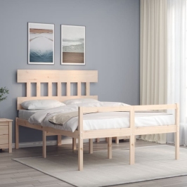 Cama para personas mayores con cabecero madera maciza 140x190cm