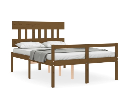 Cama personas mayores cabecero madera marrón miel 140x190 cm