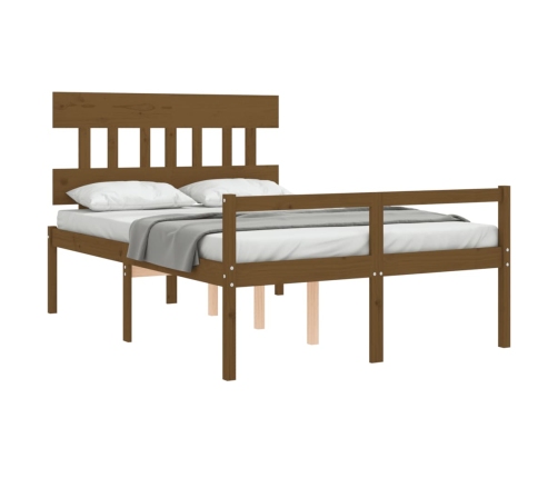 Cama personas mayores cabecero madera marrón miel 140x190 cm