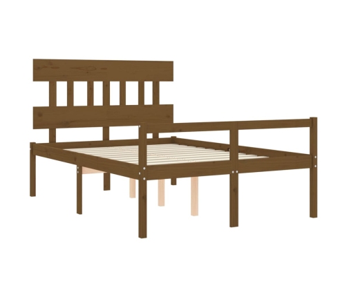 Cama personas mayores cabecero madera marrón miel 140x190 cm