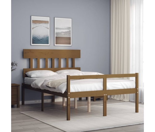 Cama personas mayores cabecero madera marrón miel 140x190 cm