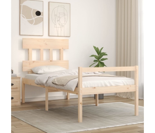 Cama para personas mayores con cabecero madera maciza 90x200 cm