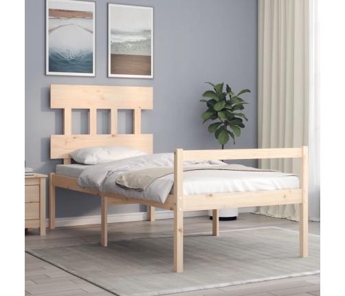 Cama para personas mayores con cabecero madera maciza 90x200 cm