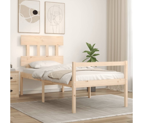 vidaXL Cama para personas mayores con cabecero madera maciza 100x200cm