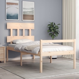 Cama para personas mayores con cabecero madera maciza 100x200cm