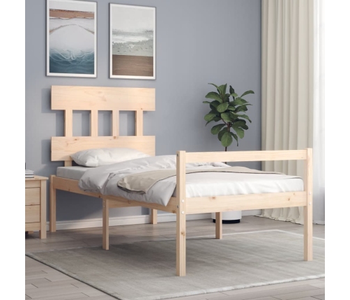 Cama para personas mayores con cabecero madera maciza 100x200cm