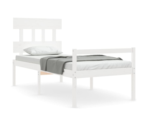 vidaXL Cama personas mayores cabecero madera maciza blanco 100x200 cm