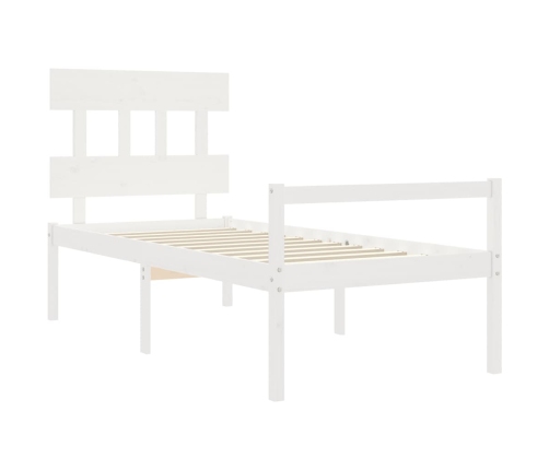 vidaXL Cama personas mayores cabecero madera maciza blanco 100x200 cm