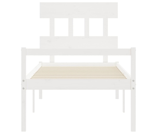 vidaXL Cama personas mayores cabecero madera maciza blanco 100x200 cm