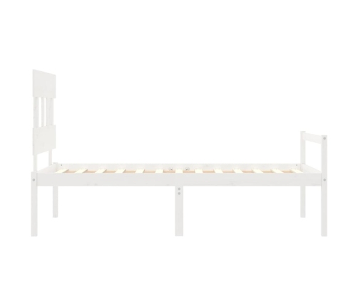 vidaXL Cama personas mayores cabecero madera maciza blanco 100x200 cm