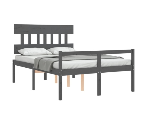 vidaXL Cama personas mayores cabecero madera maciza gris 120x200 cm