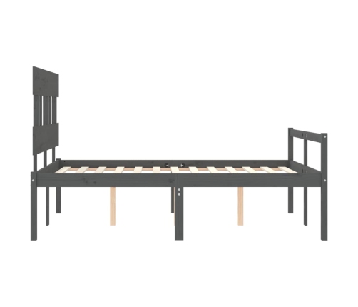 vidaXL Cama personas mayores cabecero madera maciza gris 120x200 cm