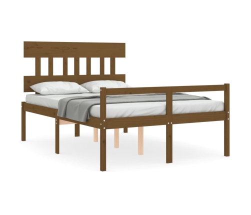 Cama personas mayores cabecero madera marrón miel 140x200 cm