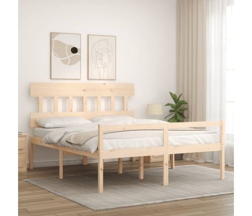 Cama de matrimonio para personas mayores cabecero madera maciza