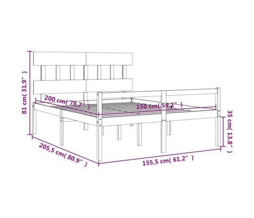 Cama de matrimonio para personas mayores cabecero madera maciza