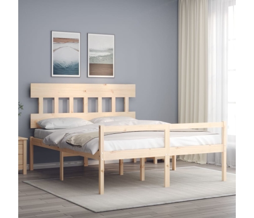 Cama de matrimonio para personas mayores cabecero madera maciza