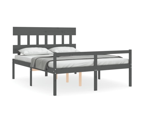 Cama de matrimonio personas mayores cabecero madera maciza gris