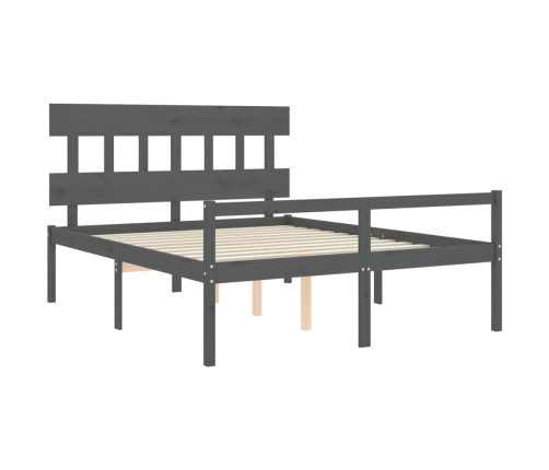 Cama de matrimonio personas mayores cabecero madera maciza gris