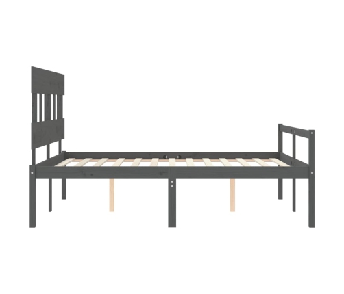 Cama de matrimonio personas mayores cabecero madera maciza gris