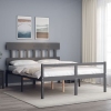 Cama de matrimonio personas mayores cabecero madera maciza gris