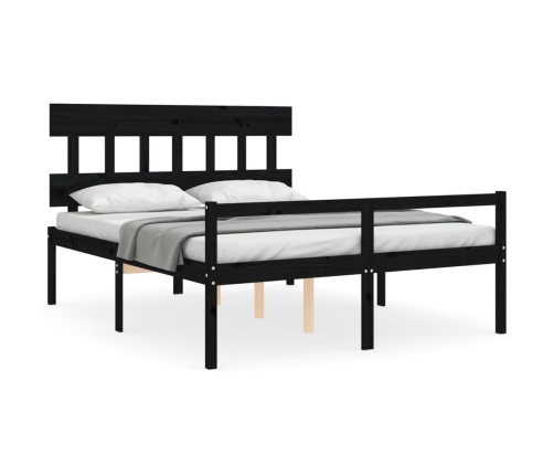 Cama matrimonio personas mayores cabecero madera maciza negro