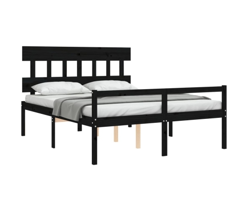 Cama matrimonio personas mayores cabecero madera maciza negro