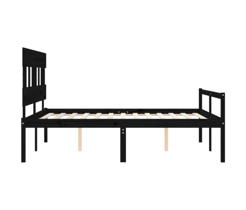 Cama matrimonio personas mayores cabecero madera maciza negro