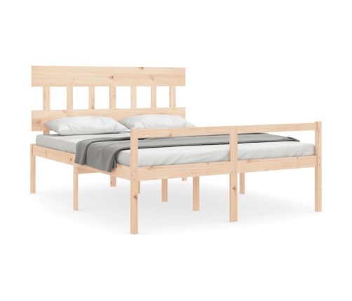 vidaXL Cama para personas mayores con cabecero madera maciza 160x200cm