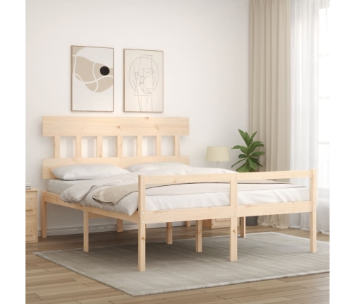 vidaXL Cama para personas mayores con cabecero madera maciza 160x200cm