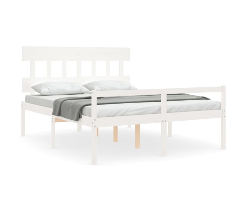 Cama personas mayores cabecero madera maciza blanco 160x200 cm