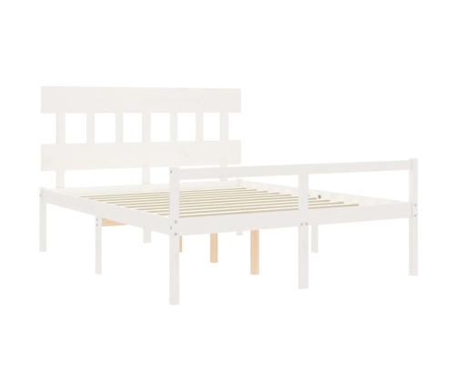 Cama personas mayores cabecero madera maciza blanco 160x200 cm