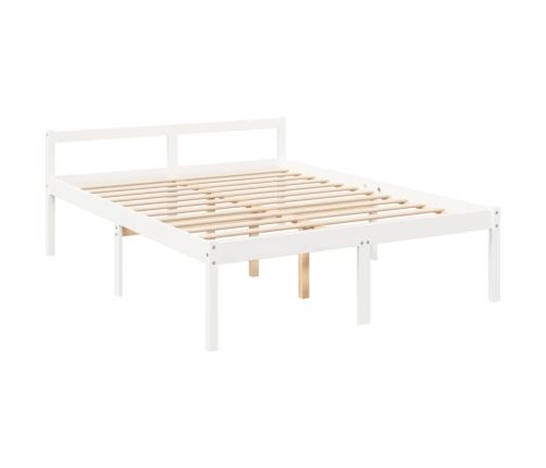 Cama personas mayores cabecero madera maciza blanco 160x200 cm