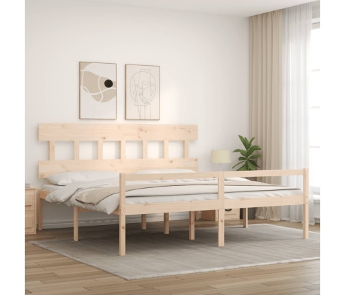 vidaXL Cama para personas mayores con cabecero madera maciza 200x200cm