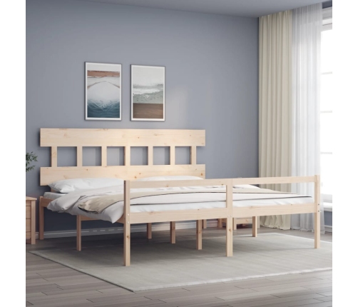 vidaXL Cama para personas mayores con cabecero madera maciza 200x200cm