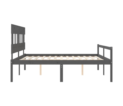 Cama personas mayores cabecero madera maciza gris 200x200 cm