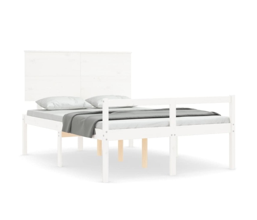 Cama para personas mayores con cabecero madera maciza blanco