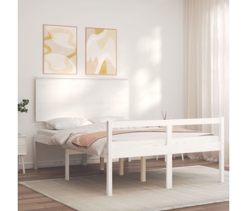 Cama para personas mayores con cabecero madera maciza blanco